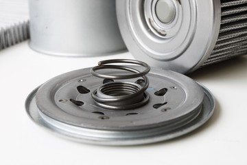 Closed up fuel filter isolated on white back ground