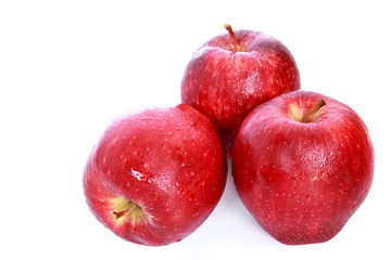Red apple isolated on white background.