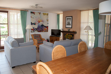 Modern, bright, clean, living room   in a  house