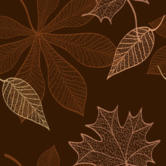 seamless lace autumn leaves pattern dark 