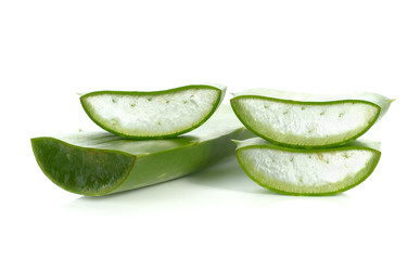 aloe vera fresh leaf. isolated over white