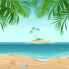 Fototapeta na wymiar Tropical island with palm trees