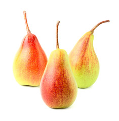 Three ripe pears isolated.