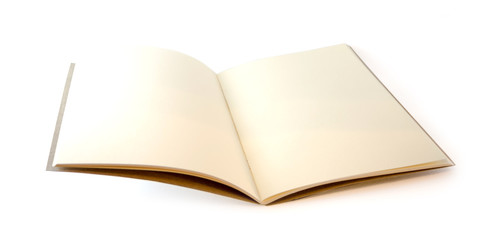 Brown notebook openned on isolated background