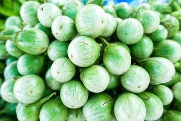 Group of eggplants on sale at market