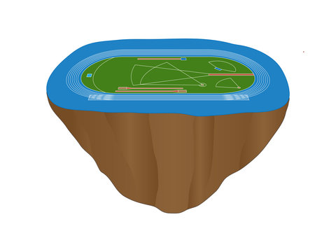 floating stadium, blue, green, brown, sports field clip art preview