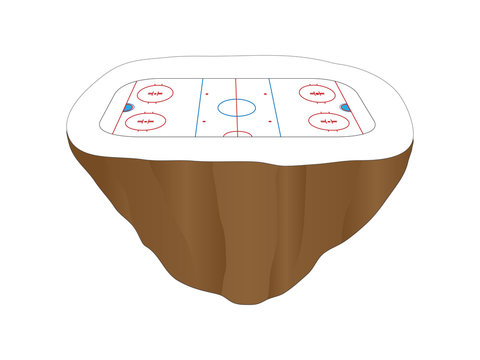 floating hockey rink on brown land clip art preview