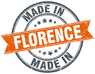 Florence orange grunge ribbon stamp on white