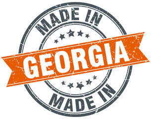 Georgia orange grunge ribbon stamp on white