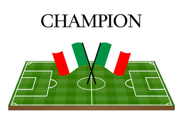 Football Champion Field with Italian Flag