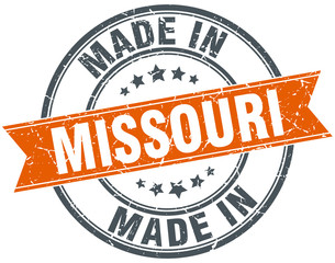 Missouri orange grunge ribbon stamp on white