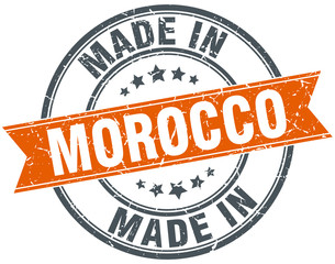 Morocco orange grunge ribbon stamp on white