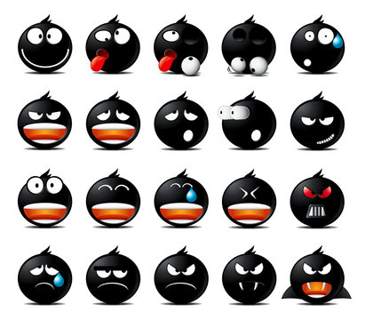 Set of black rounded icons