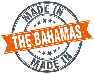 The Bahamas orange grunge ribbon stamp on white