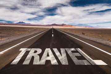 Travel written on desert road