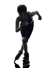 Fototapeta na wymiar woman in roller skates silhouette