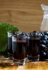 Homemade red wine glasses, selective focus