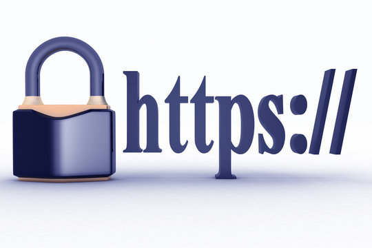 Concept of HTTPS secure connection sign in browser address. 3d render icon