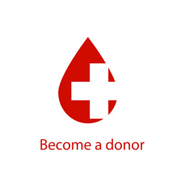 Medical logo drop of red blood and the cross icon organ donor