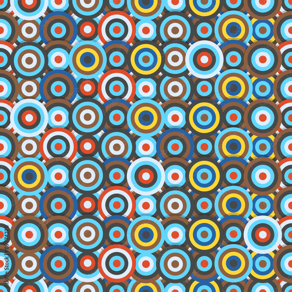 Poster Seamless pattern of different circles. Abstract seamless colorfu