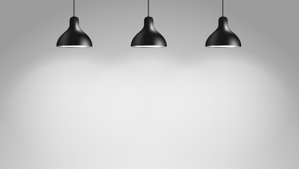 Photorealistic bright stage with projectors. Presentation vector