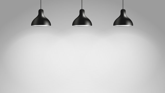 Photorealistic bright stage with projectors. Presentation vector