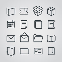 Different paper stuff vector icons collection