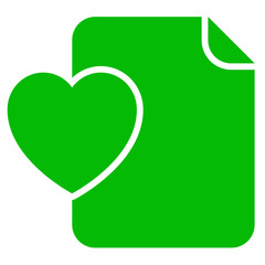 Icono documento simbolo corazon verde