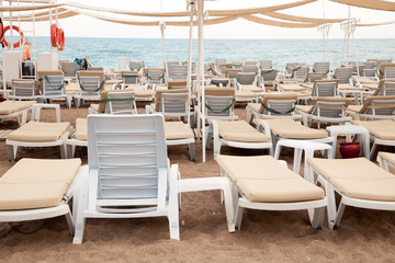 The beach, sun beds