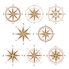wind rose icons in vintage style