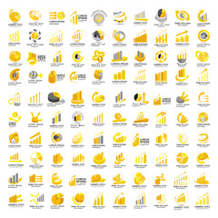 Graph Icons Set - Isolated On White Background - Vector Illustration, Graphic Design, Editable For Your Design