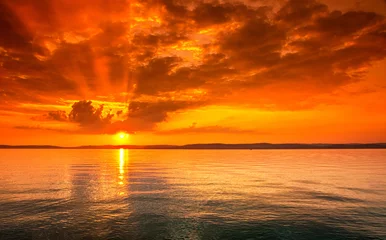 Fotobehang Sunset over lake Balaton, Hungary © Horváth Botond
