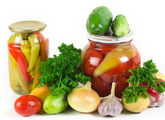 set of vegetables and banks of tinned vegetables