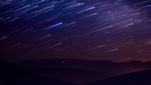 Startails in mountain area in night