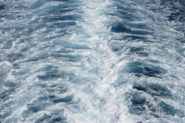 Turbulent water in ship's wake.