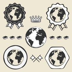 Vintage earth icon symbol emblem label collection