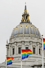 Building: San Francisco city hall with gay flags