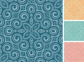 Set of 4 floral seamless patterns.