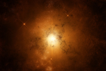 Orange Nebula with stars on background - obrazy, fototapety, plakaty