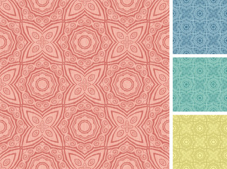 Set of 4 floral seamless patterns.