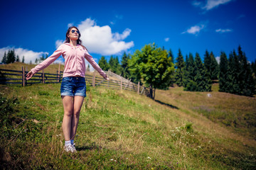 Naklejka premium Woman Hiker in Romania