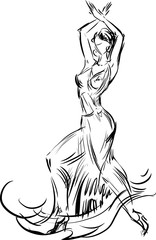 sketch of flamenco dancer