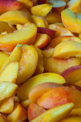 Peach close up fruit background. Cooking jam