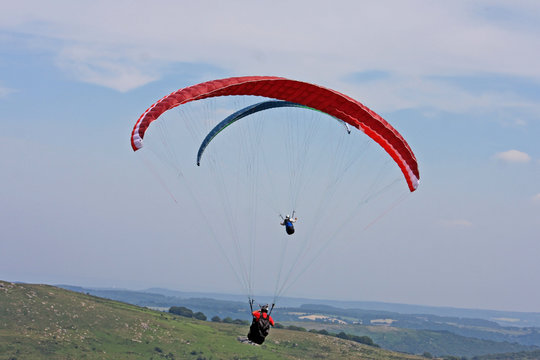 Paragliders above Dartmoor