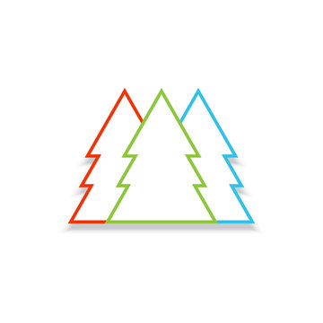 Christmas trees in different colors. Vector illustration.