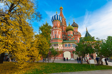Saint Basil's Cathedral in autumn in Moscow. Russia