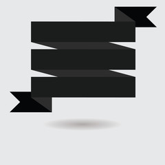 Black realistic detailed curved paper sale banner. Ribbon. Vector illustration