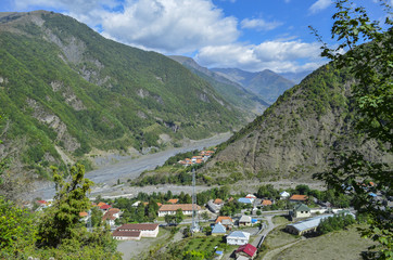 Village in between mountains