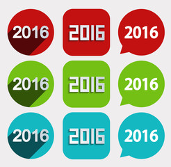 vector modern 2016 New Year icons set
