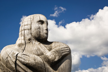 Fototapeta premium Wooden statue of the idol.